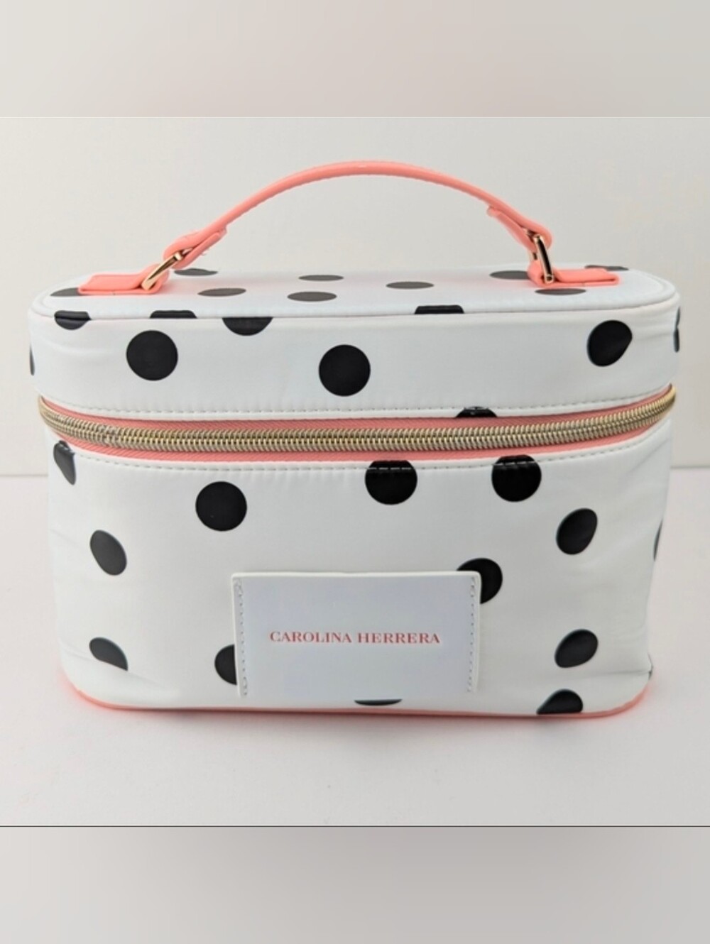 Carolina Herrera Polka Dot Makeup Vanity Case Toiletry Pouch Cosmetic Bag NWOT